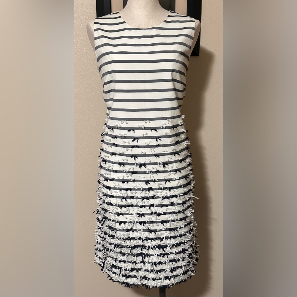 J. McLaughlin Black and White Textured Striped Dress